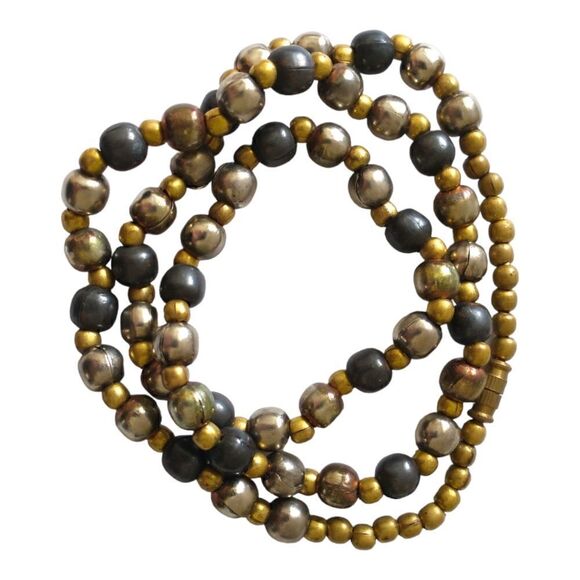 Metal Bead Chain Necklace Mixed Metals HEAVY Strand Biker Rocker Fairy Grunge - Picture 2 of 16